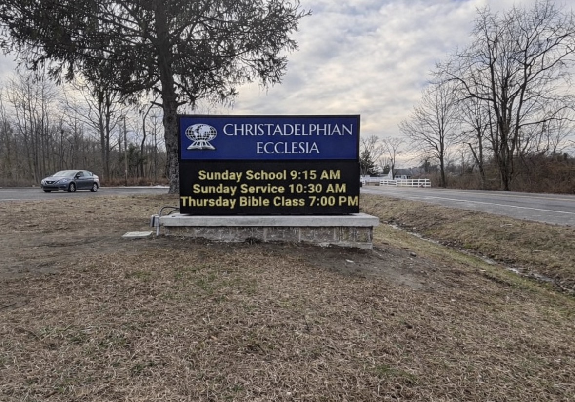 Marlton Christadelphians monument sign